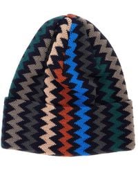 Missoni - Beanie With Turn-Up Brim Zigzag Motif - Lyst