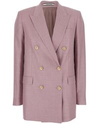 Tagliatore - 'Jasmine' Double-Breasted Jacket With Peak Revers And Jewel Buttons - Lyst
