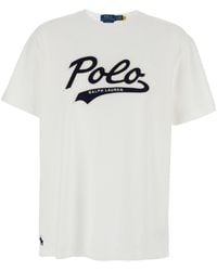 Polo Ralph Lauren - Crewneck T-Shirt With Contrasting Logo Print O - Lyst