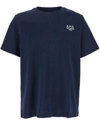 A.P.C. - Crew Neck T-Shirt With Embroidered Logo On Front For - Lyst