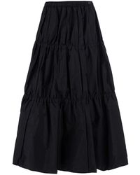 Moncler - Midi Skirt With Tone-On-Tone Logo Patch And Ruffles - Lyst