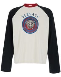 Versace - Long Sleeve T-Shirt With Printed Logo On The Front - Lyst