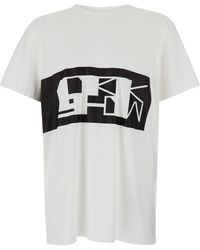 Rick Owens - T-Shirt Con Stampa Logo A Contrasto - Lyst