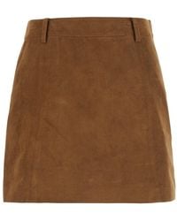 DUNST - Alter Suede Mini Skirt With Polyester Details And Color Fo - Lyst