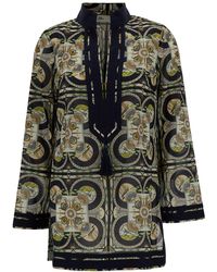 Tory Burch - Mini abito a tunica con dettaglio nappa in cotone - Lyst