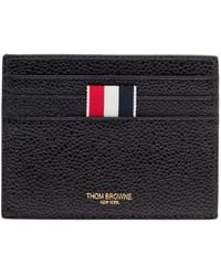 Thom Browne - Man's Leather Card Holder With Logo - Lyst