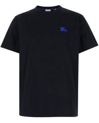 Burberry - T-Shirt With Embroidered Logo On The Chest - Lyst