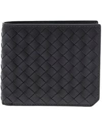 Bottega Veneta - Bi-Fold Wallet With Intrecciato Motif And Embossed Logo Lettering On The Inside - Lyst