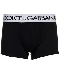 Dolce & Gabbana - Black Boxer Briefs With Branded Waistband In Stretch Cotton - Lyst
