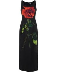 Alexander McQueen - Long Dress With Shadow Rose Print - Lyst