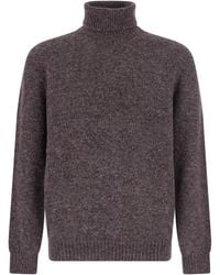 Brunello Cucinelli - High-Neck Sweater With Ribbed Trims - Lyst