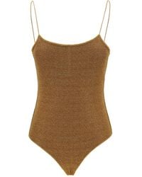 Oséree - 'lumière Maillot' Gold Swimsuit With Open Back In Lurex Woman - Lyst