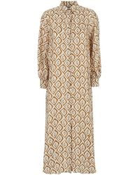 Max Mara - 'Giara' Long Dress With Classic Collar And All-Over Print - Lyst