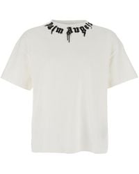 Palm Angels - T-Shirt Con Logo Sul Collo - Lyst
