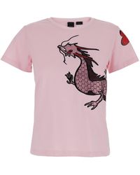 Pinko - T-Shirt With Dragone Print - Lyst