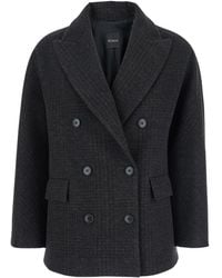 Plain - Double-Breasted Jacket With Peak Revers And All-Over Check - Lyst