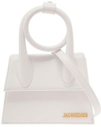 Jacquemus - 'le Chiquito Noeud' White Crossbody Bag With Logo Detail In Leather Woman - Lyst