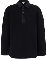 Bottega Veneta - Sweatshirt With Polo Collar And Patch With Intreccio On The Sleeve - Lyst