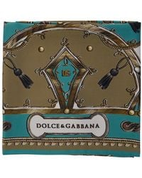 Dolce & Gabbana - Silk Scarf With All-Over Print And Logo Lettering On The Front For - Lyst