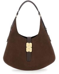 Ganni - Kat Large Shoulder Bag With Butterfly Plaque On The Front And Adjustable Shoulder Strap - Lyst