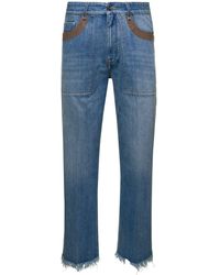 Fendi - Denim Jeans With Inserts And Logo Parch On The Back - Lyst