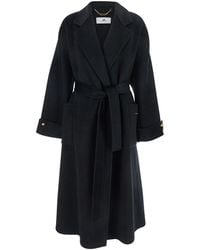 Elisabetta Franchi - Coat With Notched Revers And Front Belt Closu - Lyst
