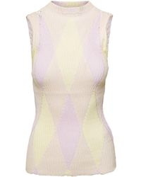 Burberry - Sleeveless Top With Argyle Check Pattern - Lyst