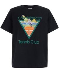CASABLANCA - Crew Neck T-Shirt With Logo Print On The Front - Lyst