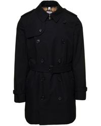 Burberry Double-breasted Belted Trench Coat in Blue for Men | Lyst