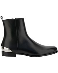 Alexander McQueen - Metal-Heel Leather Boots - Lyst