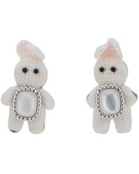 YVMIN - Woven Mini Rabbit Earrings With Mother-Of-Pearl And - Lyst