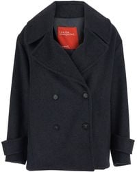 ..,merci - Double-Breasted Coat With Wide Notched Revers - Lyst