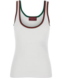Gucci - Web Detail Cotton Tank Top - Lyst