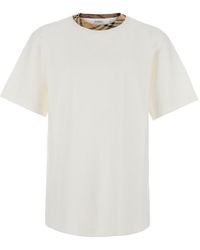 Burberry - T-Shirt 'Ryan' Con Collo Rotondo Con Motivo Check - Lyst