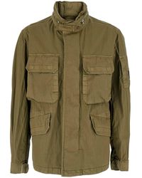C.P. Company - Jackets 50 Fili Wax Field With Front Closure And Cotton Polyamide Pockets For Outerwear - Lyst