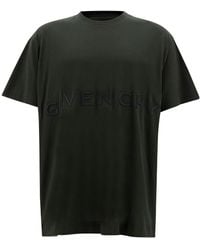 Givenchy - Dark Green Crewneck T-shirt With 4g Logo Print In Cotton - Lyst