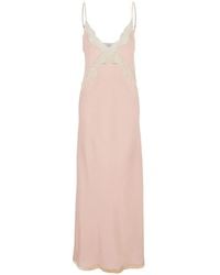 forte_forte - Long Slip Dress With Lace Decoration On The Front In - Lyst