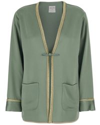 forte_forte - Jacket With Toggle Closure On The Front And Contrasting Trim - Lyst