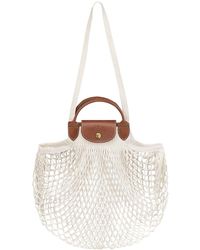 Longchamp - 'Le Pliage Filet' Handbag With Engraved Logo - Lyst