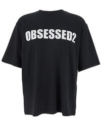 DSquared² - Crewneck T-Shirt With Maxi Logo Lettering On The Front - Lyst