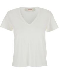 Jucca - T-Shirt Con Scollo Ampio A V E Maniche Corte - Lyst