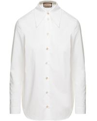 Gucci - Shirt With Oversized Pointed Collar And Logo Detail In Cotton - Lyst