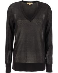 MICHAEL Michael Kors - T-Shirt Con Scollo A V E Rifiniture A Coste - Lyst