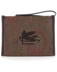 Etro - 'Arnica' Clutch With Embroidered Logo On The Front And All-Over Motif - Lyst