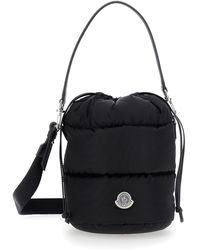 Moncler - 'Karadoc' Handbag With Drawstring Closure And Logo Patch On The Front - Lyst