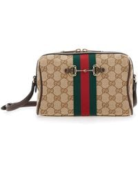 Gucci - Shoulder Bag With Horsebit Plaque And Web Stripe And Adjus - Lyst