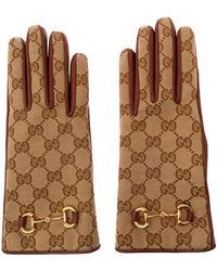 Gucci - And Ebony Gloves With Leather Trim And Horsebit - Lyst