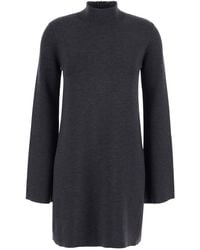 Semicouture - Knit Dress With High Collar And Long Sleeves - Lyst