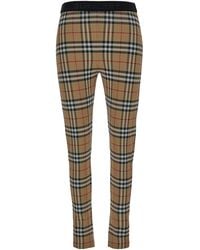 Burberry - Beige Leggings With Vintage Check Motif And Branded Band In Jersey Woman - Lyst