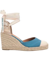 Castañer - Blue Espardille Carina Sandals With Wedge Heel In Cotton Woman - Lyst